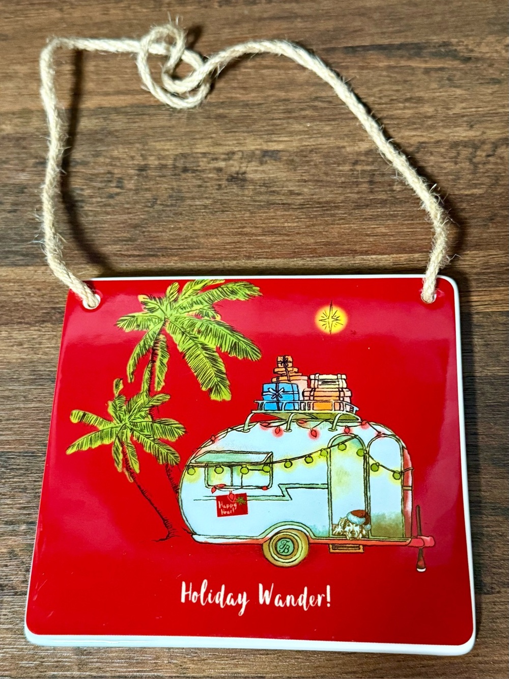 Rare Tommy Bahama Holiday Wander! Christmas Camper Ceramic Wall Sign